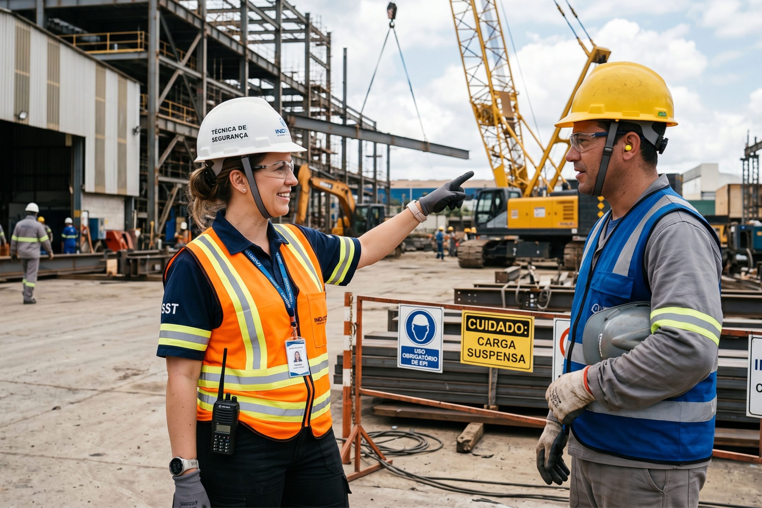 Técnico de segurança do trabalho realizando inspeção em empresa em Joinville